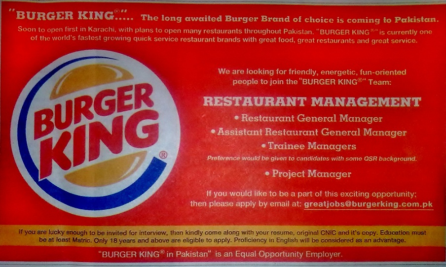 Burger King in Karachi Pakistan