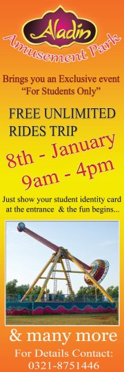 Free Unlimited Rides Trip of Aladinb Amusement Park Karachi