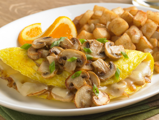 Chicken Omelette with Sauteed Mushrooms